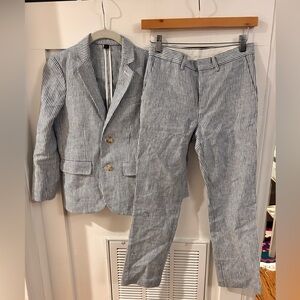 Crewcuts J Crew seersucker stripe linen Blazer and Pants Set size 10
